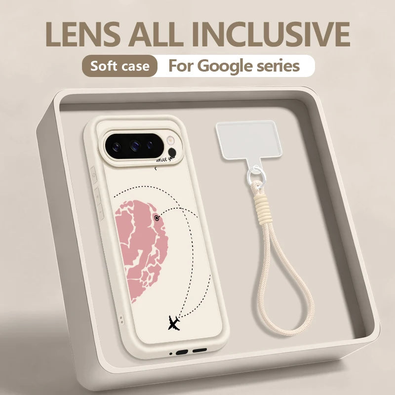 Leopard Love Heart Patterned Phone Case For Google Pixel 10 9 Pro Pixel 8A 7A 10 9 Pro XL 8 7 Pro 9A Soft Silicone Lanyard Cover