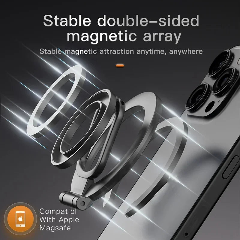 Double Sided Phone Stand Magnetic Phone Ring Holder Kickstand Magnet Grip for MagSafe iPhone 16 15 14 13 12 Pro Max Car Holder