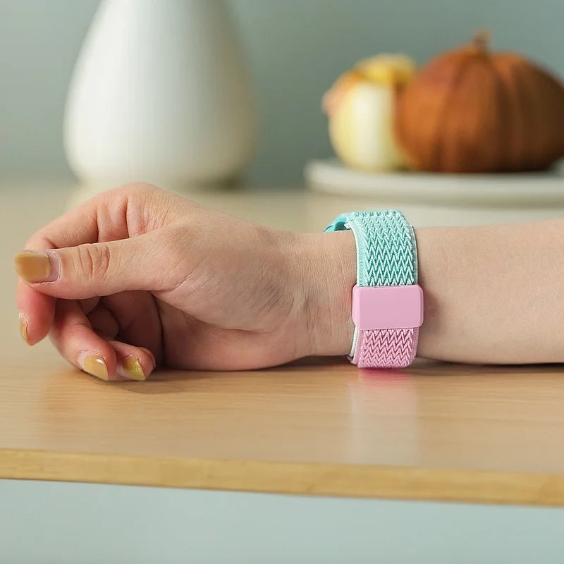 Kids Nylon Elastic Loop Watch Band Compatible with Apple Watch 38/40/41mm 42/44/45mm Magnetic Stretchy Wristband for Girls Boys
