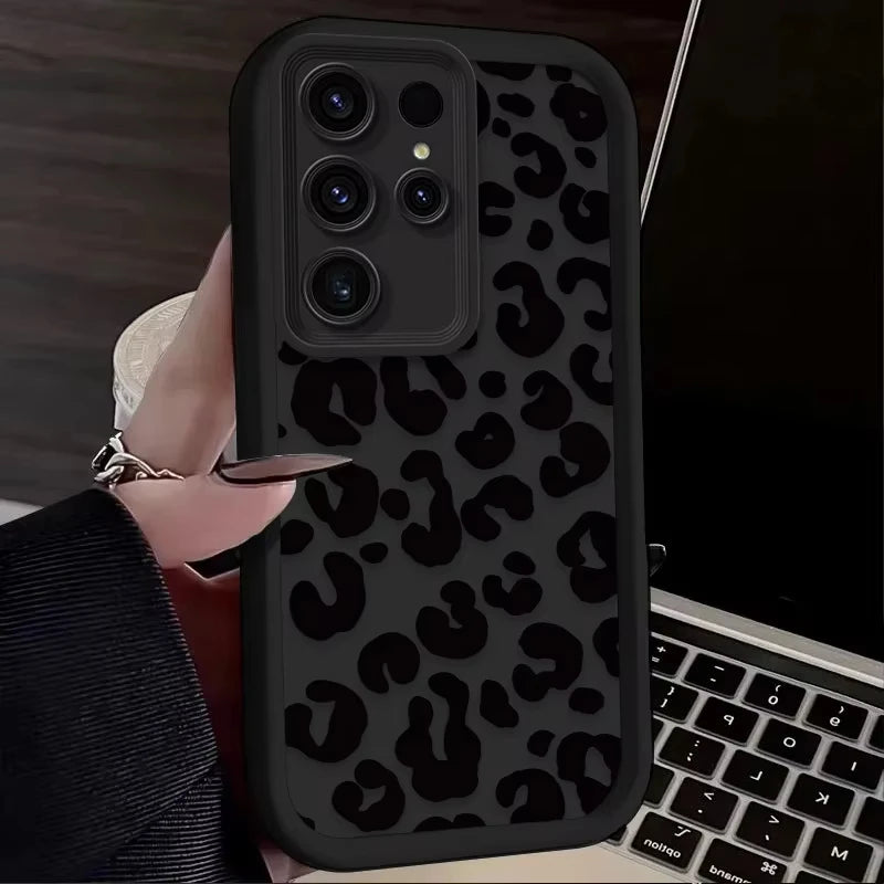 Leopard Print Pattern Silicone Case For Samsung Galaxy S24 S25 S23 Ultra S22 S21 Plus FE A15 A35 A54 A55 Silicone Soft Cover