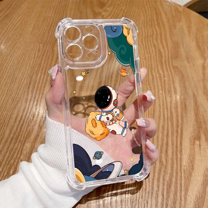 P ixel 8 Pro Lunar Astronaut Transparent Phone Case For Google Pixel 9Pro 9 8Pro 7Pro 9ProXL 6 7A 8A 8 7 6A 6Pro Cover
