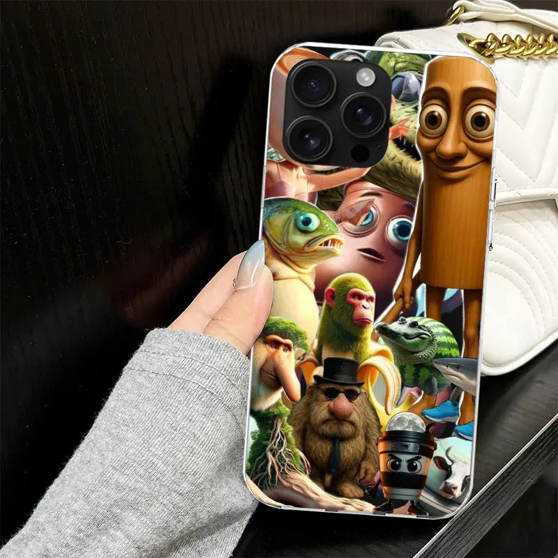 Italian Brainrot Animals Case for iPhone 13 12 Mini 11 Pro Max Soft Phone Cover X XS XR 7 SE 8 Plus 6 6S 5 5S Silicone Black Cap