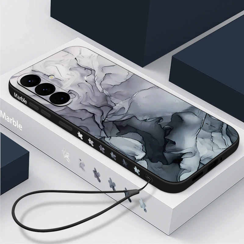 Colorful Marble Case For Samsung Galaxy S24 S23 S22 Ultra S21 S20 FE A16 A15 A25 A34 A35 A55 A52 A53 A54 5G S25 Lanyard Cover