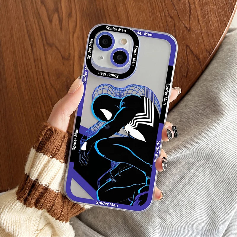 Spider Man Cover For Apple iPhone 17 AIR 16E 15 14 13 12 Mini Pro Max Plus Transparent Soft Phone Case