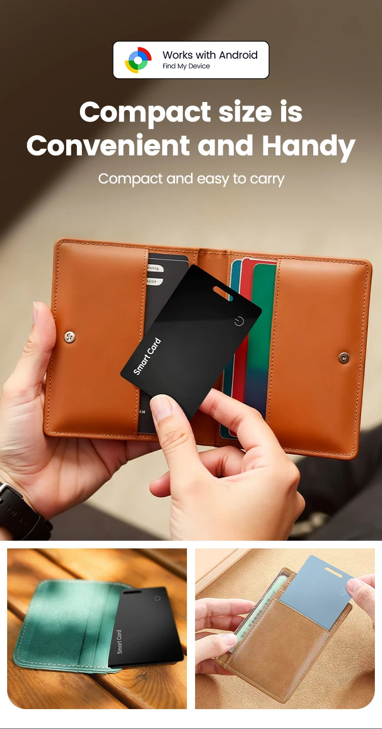 Ultra Thin Global GPS Android Tracker Card Wireless Charging Waterproof Smart Wallet Tracker Card with Google Find My Device App