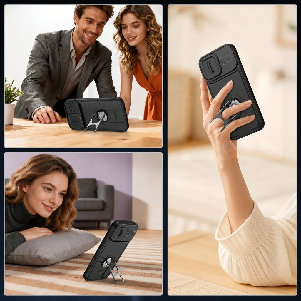 Stand Function Hard Heavy Phone Case for Iphone 17 18 16 Pro Max Iphone18 Iphone16 Iphone17 Lens Protective Cover