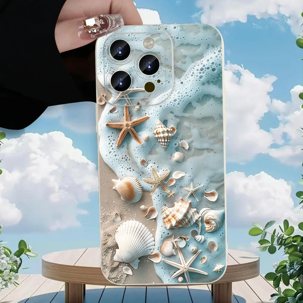 Summer Beach Shell Starfish Design Phone Case For Samsung Galaxy S26 S25 S24 Ultra S23 S22 Plus S21 S20 FE A15 A35 A54 A55 Cover