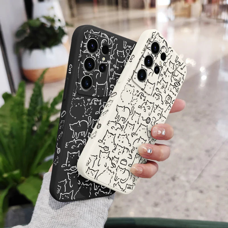 Line Cat Park Phone Case For Samsung Galaxy S25 S24 S23 S22 S21 S20 S10 S10E S9 Ultra Plus FE Note 20 Ultra 10 9 Plus Cover