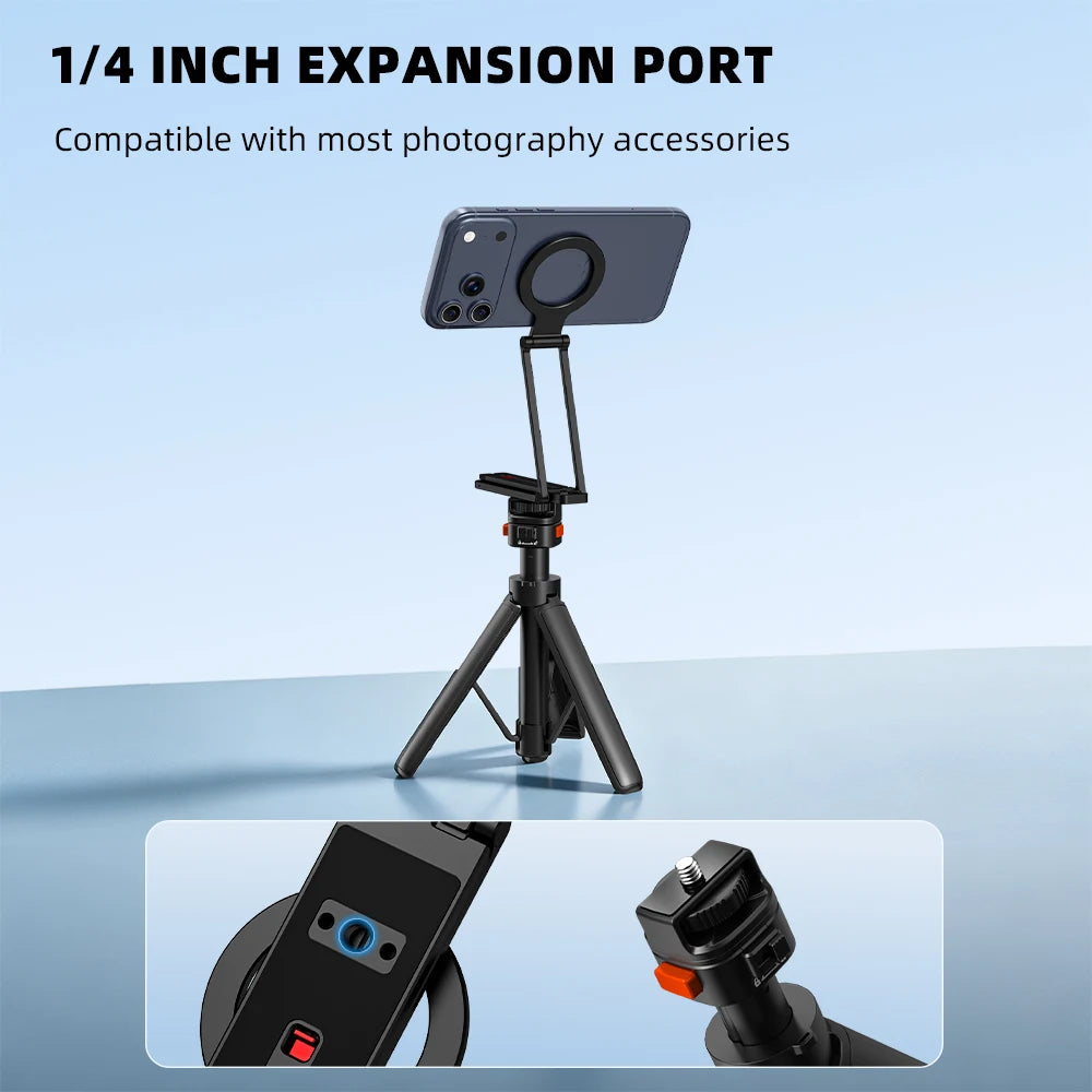 Flymile Foldable Magnetic Phone Tripod for iPhone 18 Pro Max 17 16 15 14 Accessories Selfie Stick Handle Compatible with MagSafe
