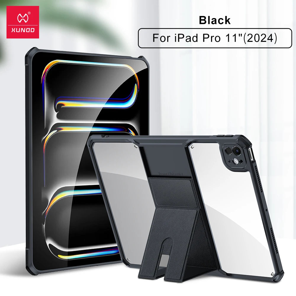Xundd Tablet Cases For iPad Air iPad Pro 11 13 inch 2024 Shockproof Bumper Protective Case Transparent Back Cover With Holder