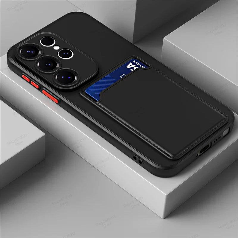 Liquid Silicone Case For Samsung Galaxy S26 S25 S24 S23 S22 S21 Ultra Plus FE Edge Card Holder Case For Samsung A57 A56 A55 A54