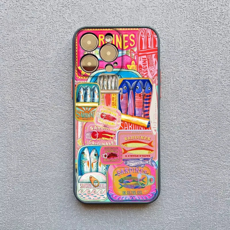 Sardines Fish Art Phone Case For Samsung Galaxy S26 S25 Ultra S24 S23 FE S22 S21 Plus S20 A56 A55 A54 A35 A16 Shockproof Cover