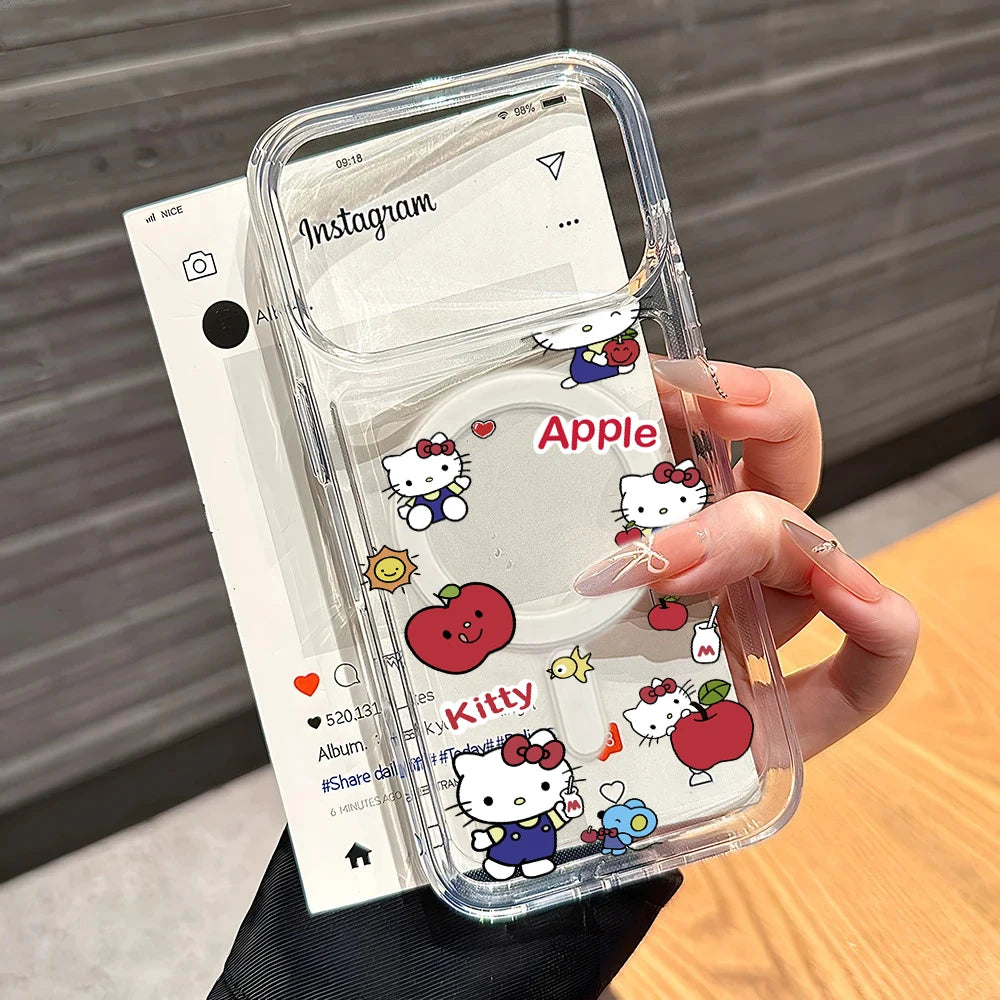 Hot Luxury Hello Kittys Magnetic Phone Case for iPhone 17 16 15 14 13 12 11 8 7 Air Plus Pro Max X XR XSMax Soft Clear Tpu Cover