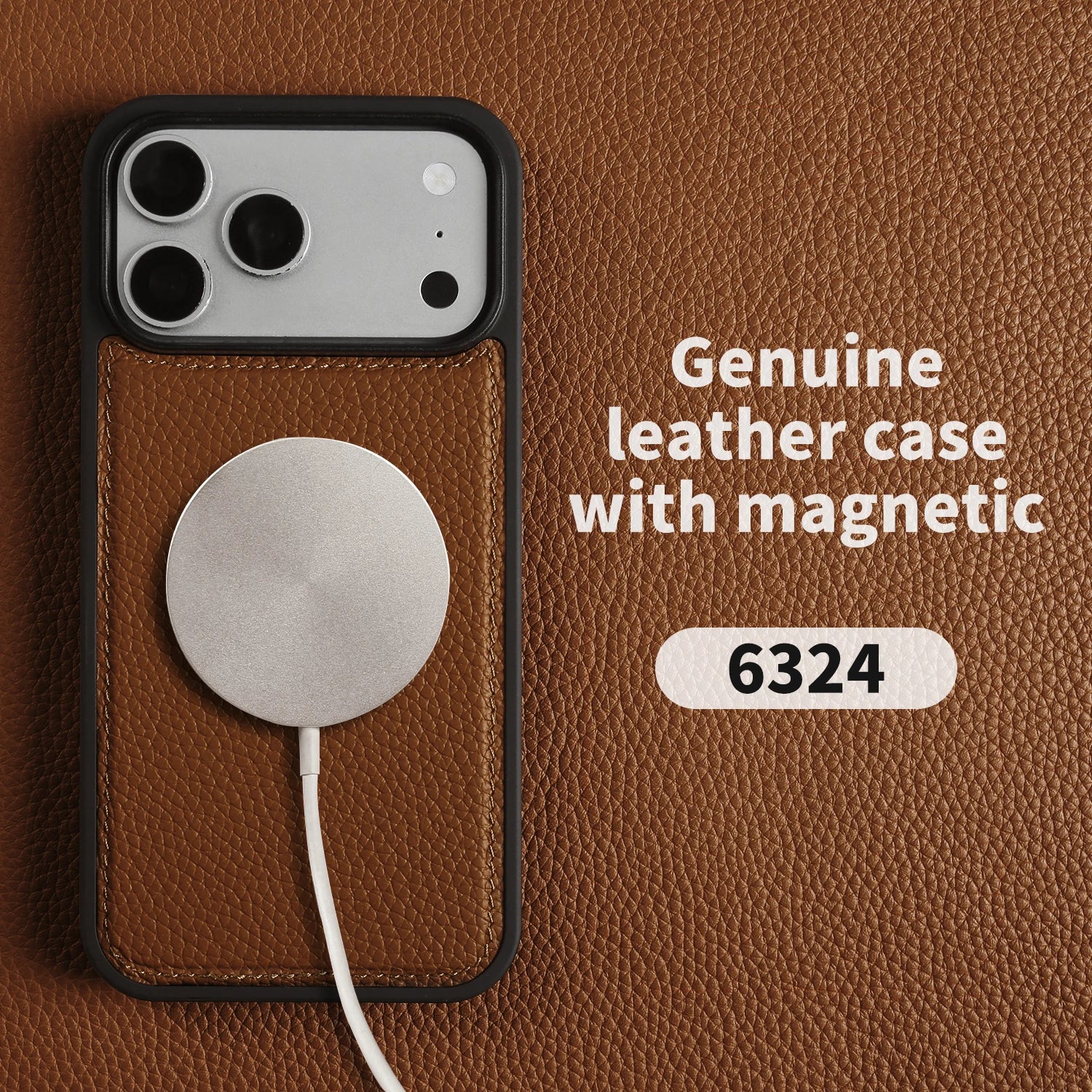 Magnetic Lychee Genuine Leather Case For iphone Air 17e 16e 11 12 13  14 15 16 17 Pro Max Phone Back Cover For Magsafe Case Capa