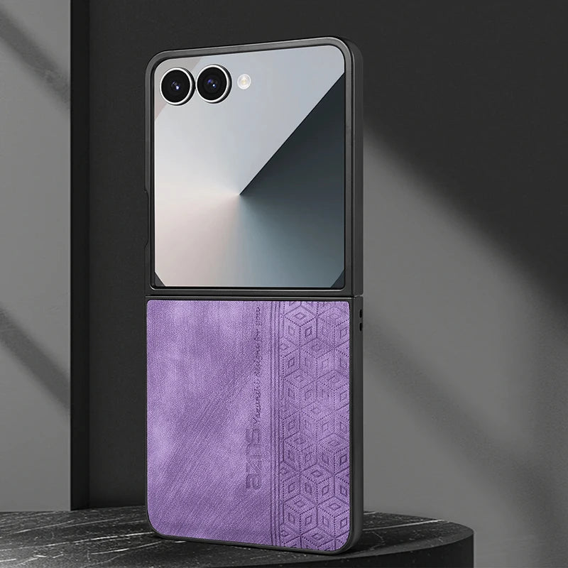 Case For Samsung Galaxy Z Flip 8 Z Flip 7 FE 6 5 4 3 Phone Case Retro style Business Flip Cover For Samsung W25 W24 Flip Cover5G