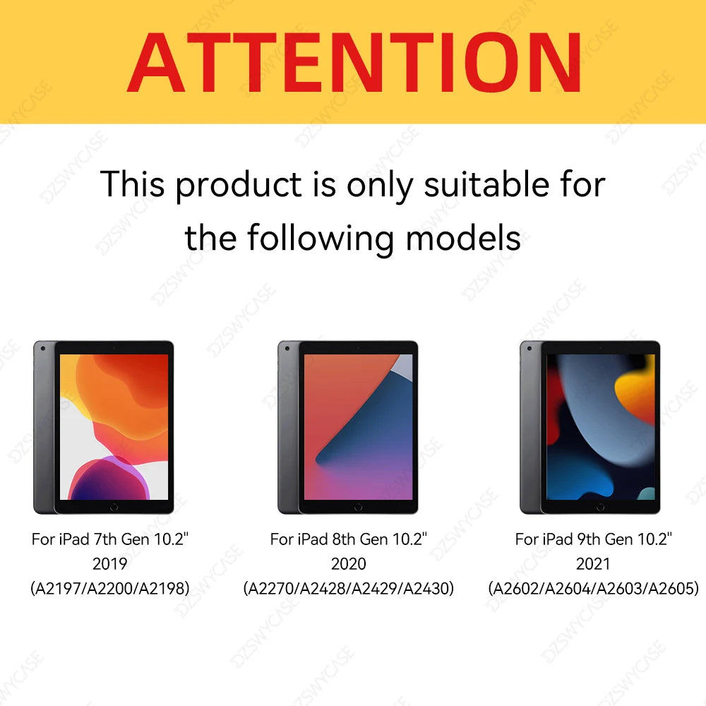 Silicone Case For iPad 9/8/7th Gen 10.2-inch, Lightweight Smart Trifold Stand Cover, Shockproof Soft TPU Back, Auto Sleep/Wake