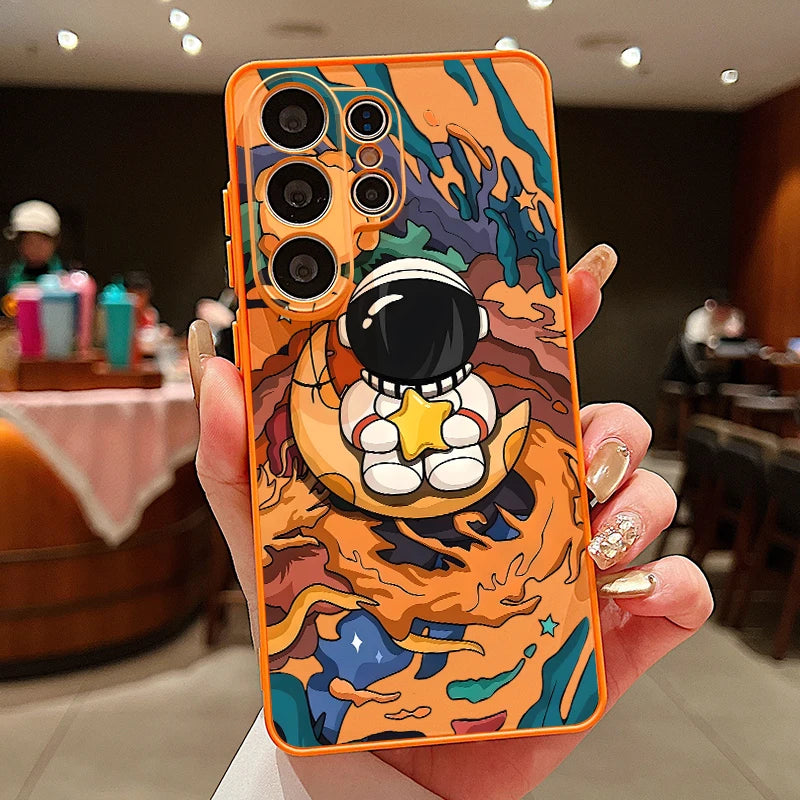 Magnetic Cute Astronaut Pattern Phone Case For Samsung Galaxy S26 S25 S24 S23 Ultra S25 FE A57 A56 A37 A17 A55 A26 A36 A35 Cover