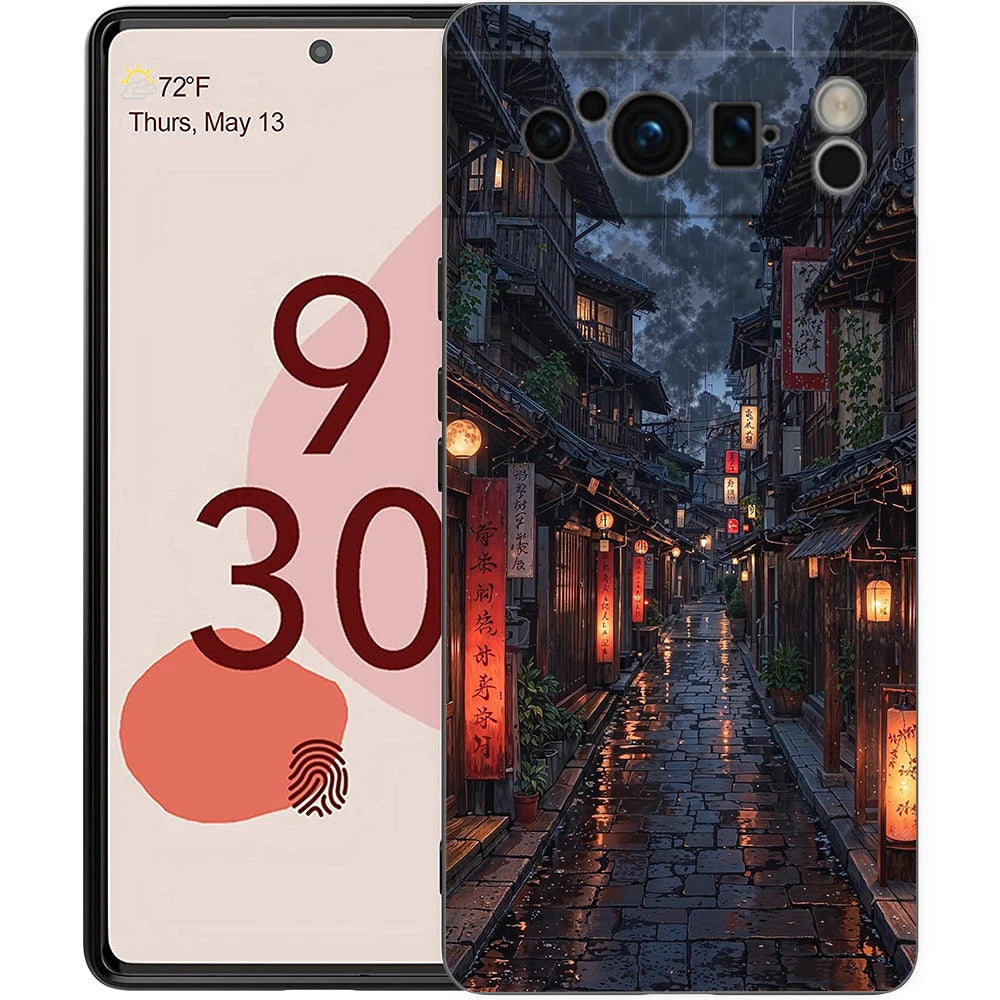fashion art sunset glow painting Phone Case For Google Pixel 9 8 9A 8A 7 7A 6 Pro XL 6A 5G Black Soft Back Luxury TPU Cover