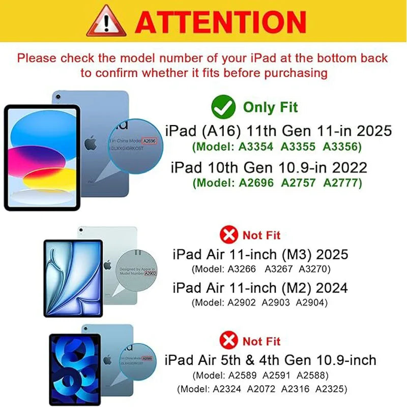 For iPad 12th A19 A16 11th 11 Inch Case with Keyboard,Detachable Wireless Keyboard+Tablet Cover iPad 10th Generation 10.9 Funda