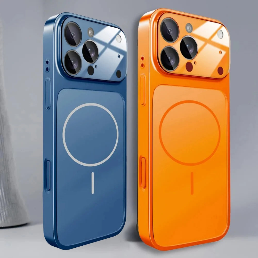 New luxury orange magnetic phone case for iPhone 17 16 15 13 14 Pro Max Matte PC wireless charging protection cover For MagSafe