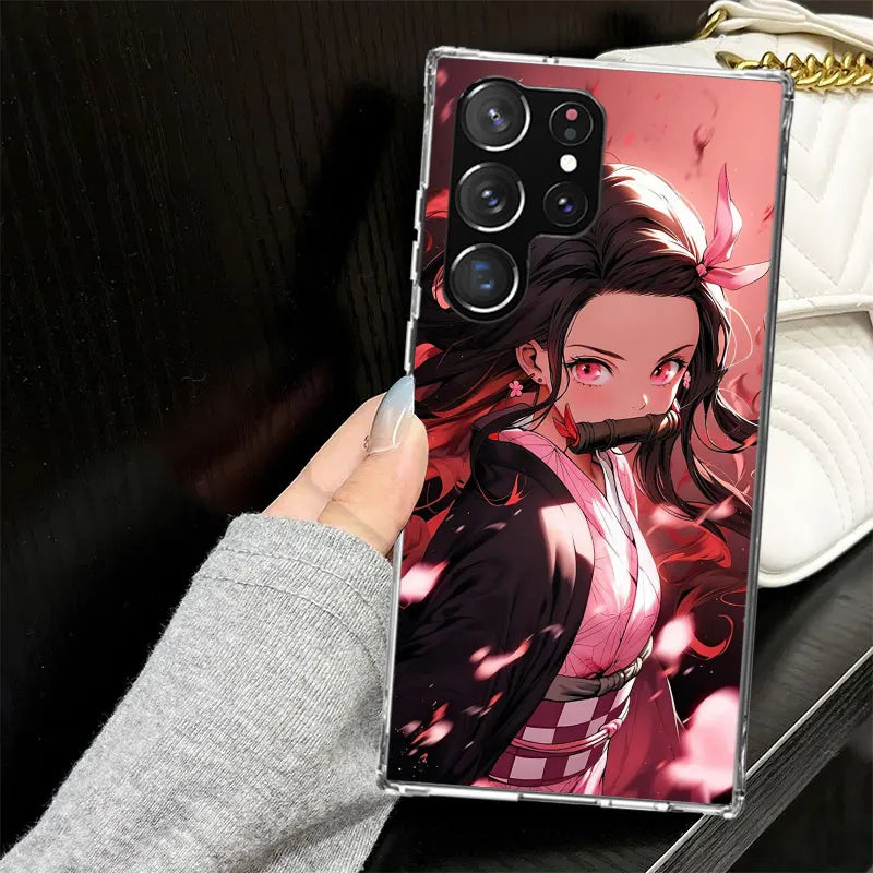 Kamado Nezuko Demon Slayers Case for Samsung Galaxy S25 S24 S23 S22 Ultra Soft Phone Cover S25 Edge S21 Plus S20 FE S10 + Black