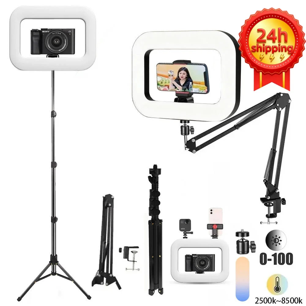Roreta New Handheld Ring LED Rechargeable Fill Light Portable Mobile Phone Live Broadcast Selfie Photography with Phone Clip