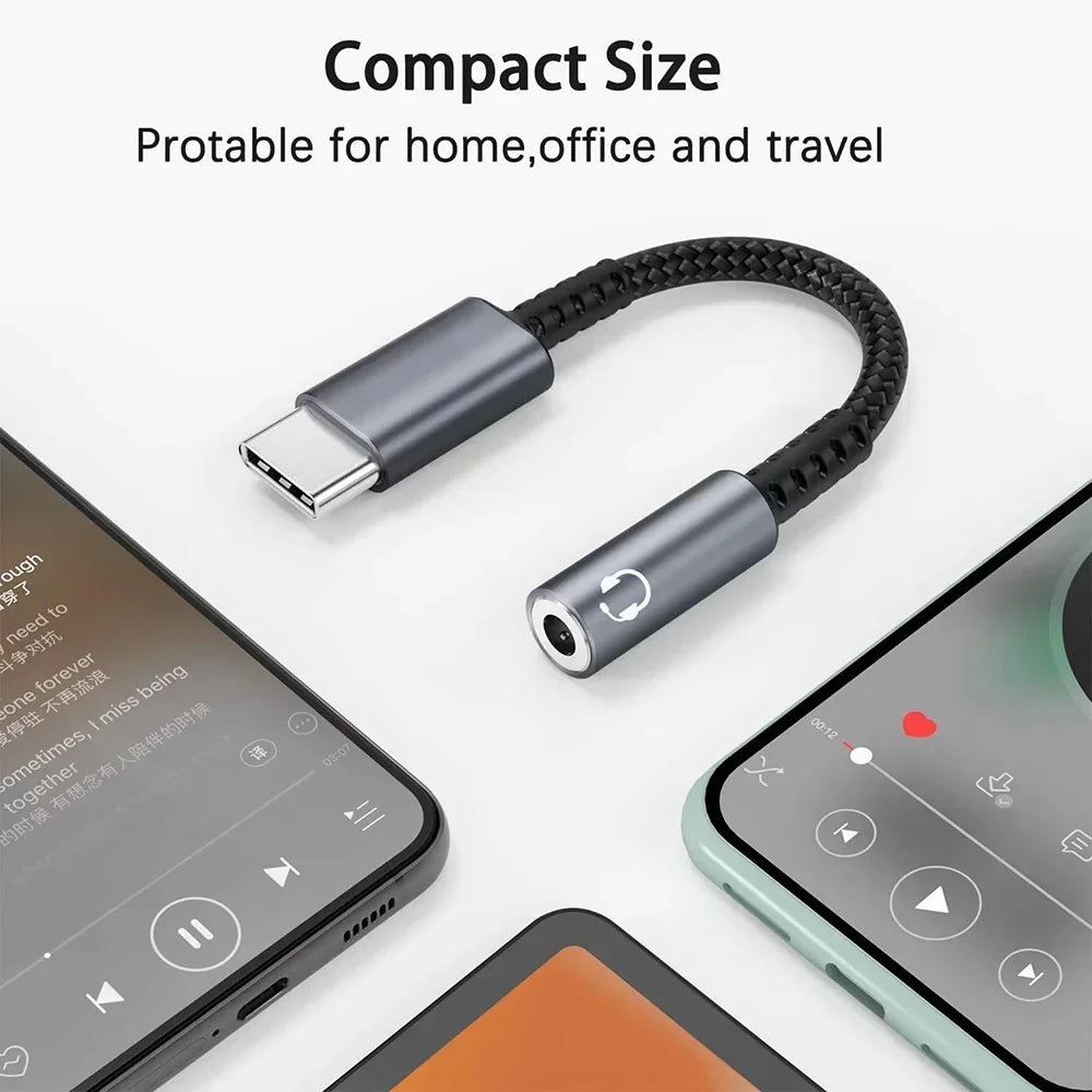 Type C To 3.5mm Jack Headphone Adapter Audio Adapter for iPhone Huawei Xiaomi Samsung Galaxy S24 USB C To 3.5 mm Audio Aux Cable