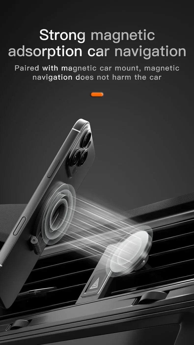 Double Sided Phone Stand Magnetic Phone Ring Holder Kickstand Magnet Grip for MagSafe iPhone 16 15 14 13 12 Pro Max Car Holder