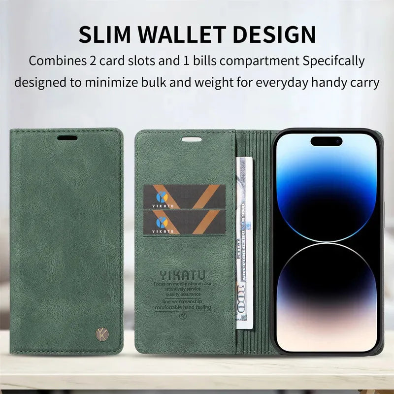 YIKATU Wallet Leather Phone Case For Samsung Galaxy S25 S20 S21 FE S22 S23 S24 Ultra S10E S8 S9 Plus Holder Flip Stand Cover Bag