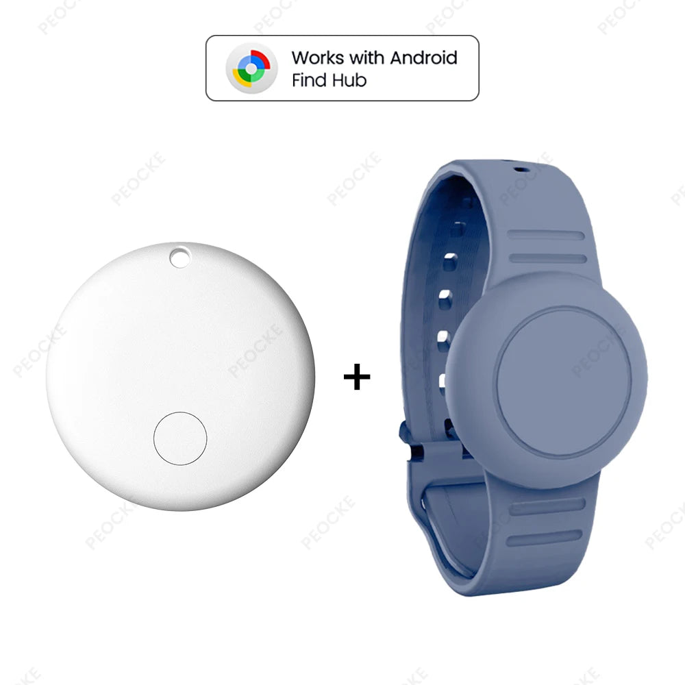 Smart Location Tag With Adjustable Silicone Wristband Works with Android Google Find Hub Anti-Lost GPS Tracker Bluetooth Locator