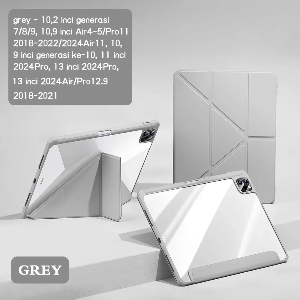 For 2018-2026 iPad Case Air 11/13 M2 Pro 11/13 M4 for iPad Air 4 Air 5 Pro 11/12.9 iPad 6/7/8/9/10th Acrylic Clear Y-Fold Stand