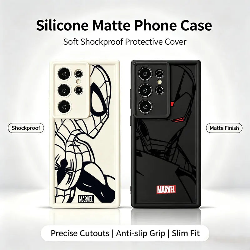Spidermans Ironman Silicone Phone Case For  Samsung Galaxy S26 S25 S24 S23 S22 Ultra Plus S21 S20 FE Shockproof Cover