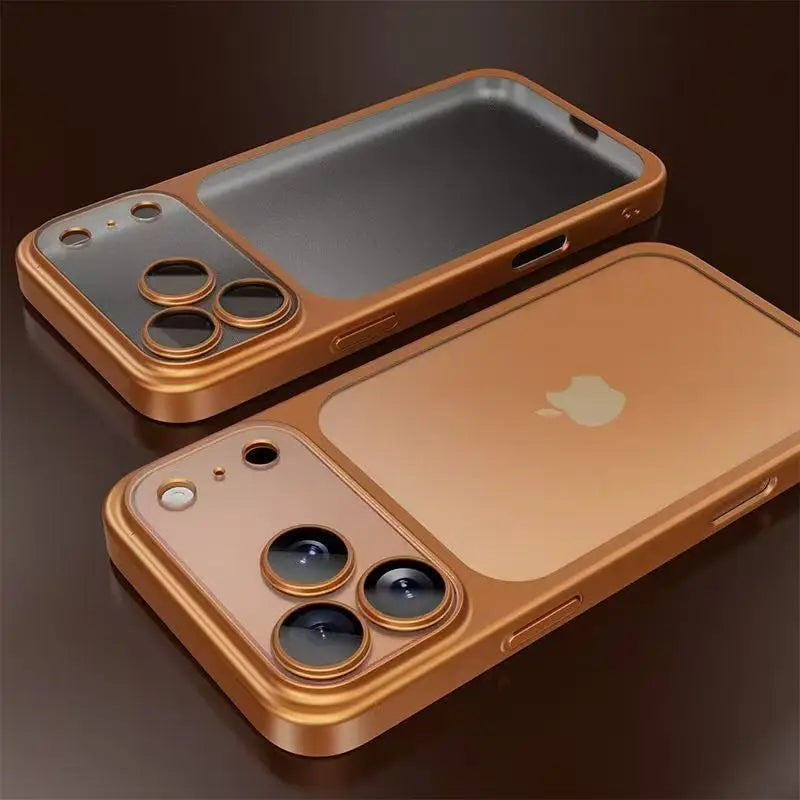 Luxury Plating Matte Hard PC Phone Case for iPhone 17 Air 16 15 14 13 ProMax Camera Lens Film Protector Frosted Shockproof Cover