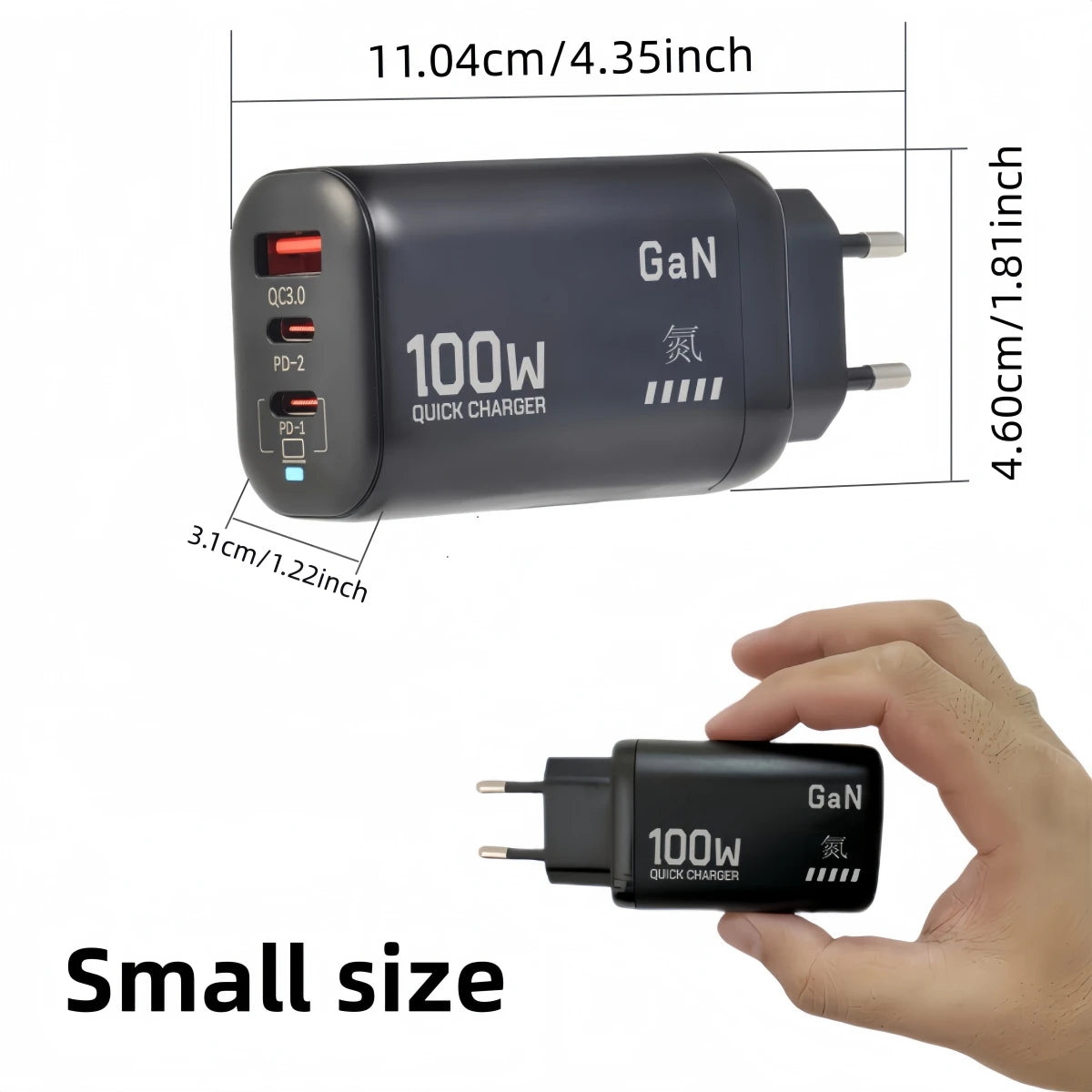 100W GaN PD Type C Charger USB QC 3.0 For Laptop Ipad PPS Fast Charge EU UK For Samsung Xiaomi iPhone 15 16 Pro Max Mobile Phone