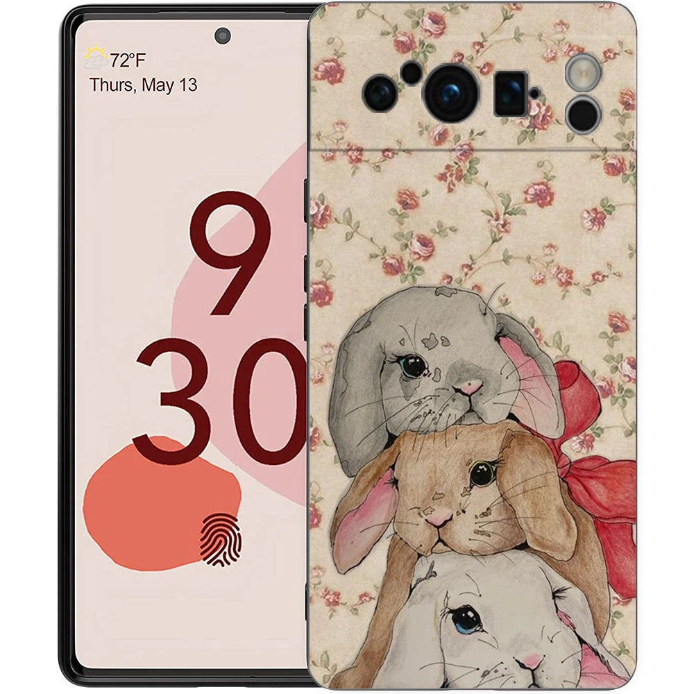 Ink And Wash Painting Rabbit Art Phone Case Cover for Google Pixel 10 9 8 7 6 7A 6A Pro Shockproof Soft TPU 9 Pro XL Shell Capas