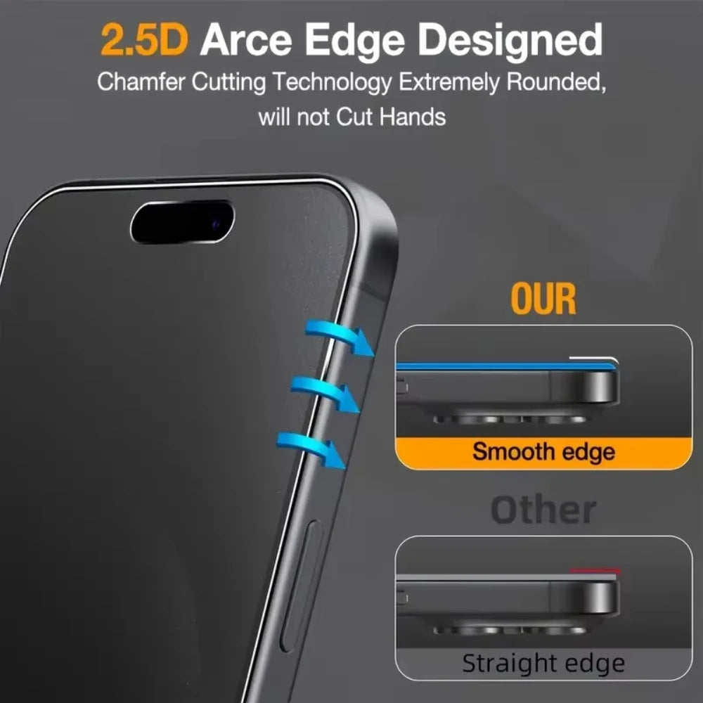 NNBILI 3pcs Full Cover Matte Privacy Screen Protector For iPhone 18 17 16 15 14 13 12 11 Pro Max Plus Mini XS Anti-Peeping Glass