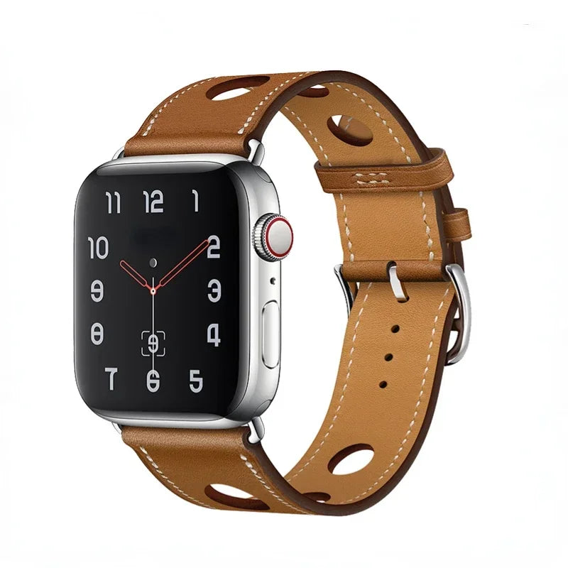 Genuine Leather Bracelet Strap For Apple Watch Band 45mm 49mm 41mm 44mm 42mm 46mm Leather Wristband iWatch Ultra 11 10 9 8 7 6 5