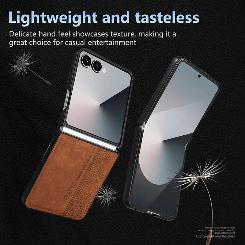 Case For Samsung Galaxy Z Flip 8 Z Flip 7 FE 6 5 4 3 Phone Case Retro style Business Flip Cover For Samsung W25 W24 Flip Cover5G