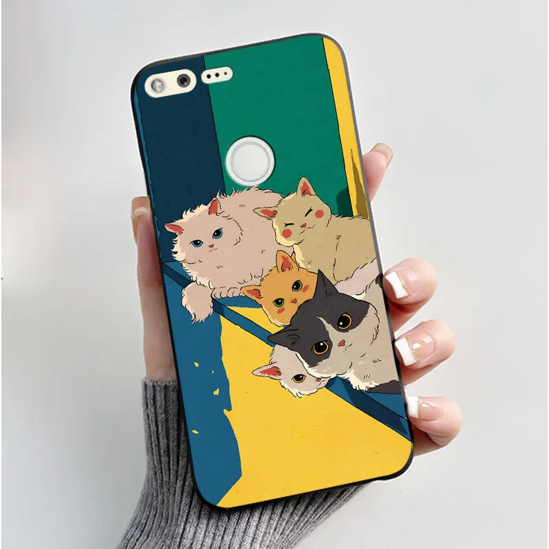 For Google Pixel 1 Case Aesthetic Cute Cat Shockproof Silicone TPU Soft Back Cover for Google Pixel 1 Pixel1 XL Phone Case Coque