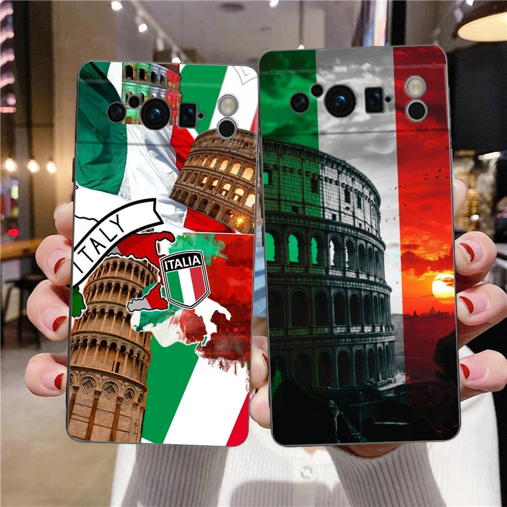 Italian flag Phone Case For Google Pixel 10 9 8 7 6 Pro XL 9A 8A 6A 7A 5G Soft Shockproof TPU Black Cover