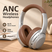 ANC Headphones Bluetooth 5.3 Over Ear Earphones Wireless Hi-Fi Stereo Headset with Mic 35H Playtime Type-C AUX Foldable Design