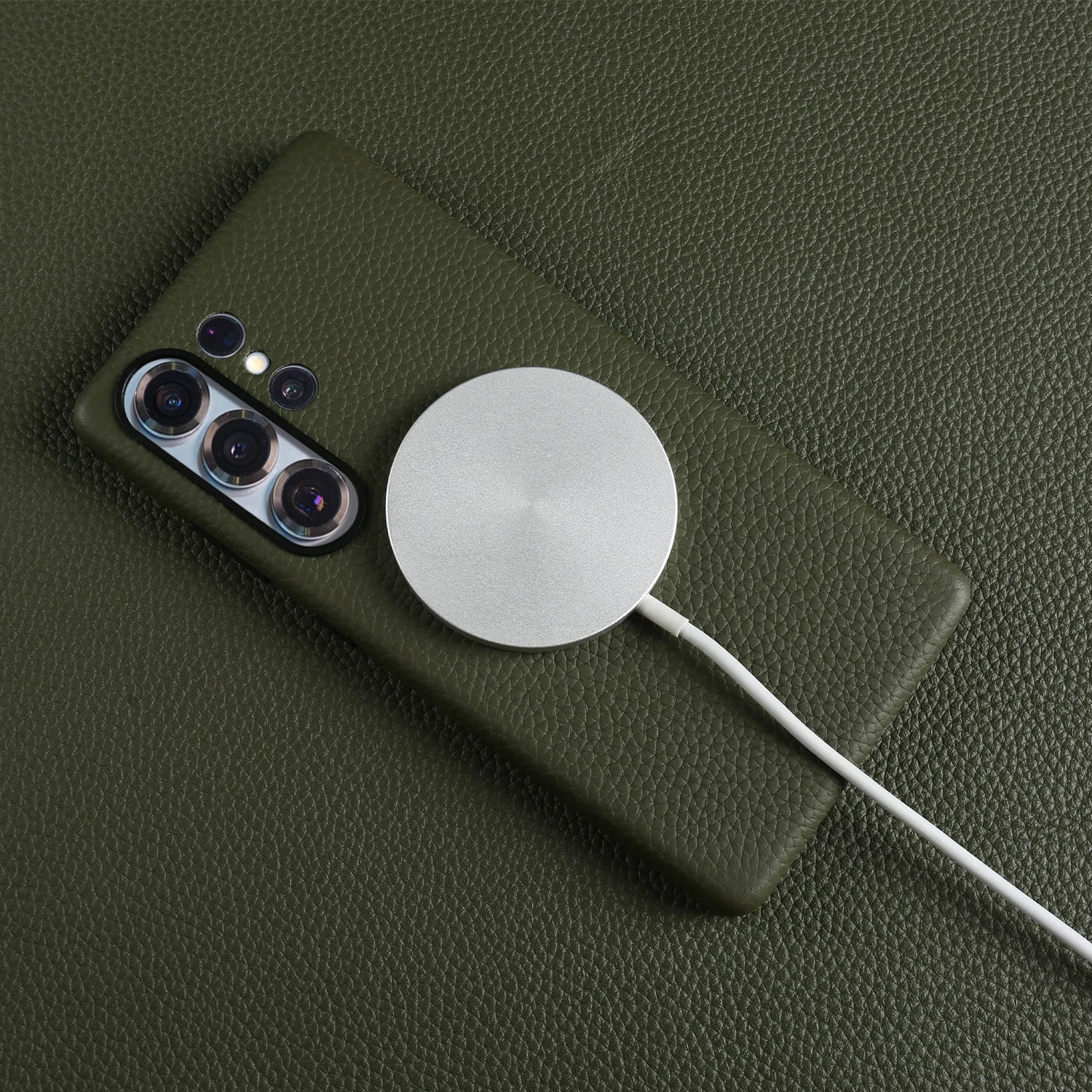 For Magsafe Magnetic Lychee Genuine Leather Case For Samsung Galaxy S26 S25 Plus S24 FE S21 S22 S23 Ultra Back Cover Phone Case