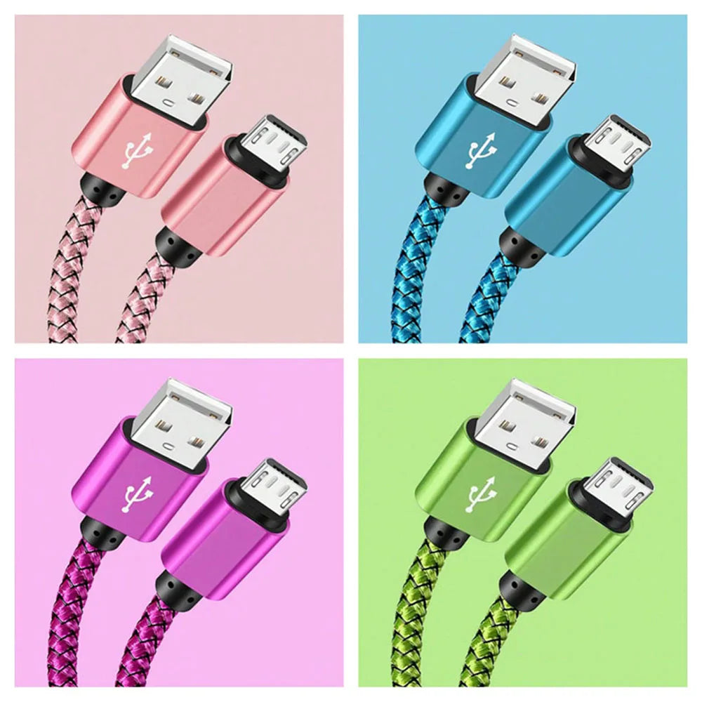 Micro USB Cable Data Sync 2A Fast Charging 1M 2M 3M Nylon Braided Charger Cable For Samsung Huawei HTC Android USB Micro Phone