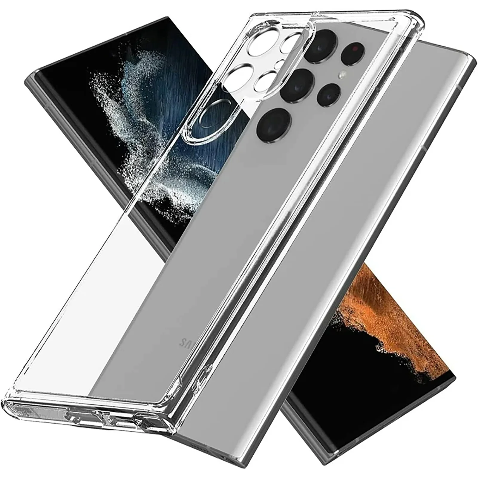 Ultra Thin transparent Case for Samsung Galaxy S24 S23 FE S22 Ultra Plus A14 A34 A54 4G 5G Full Camera Protection Clear CASE