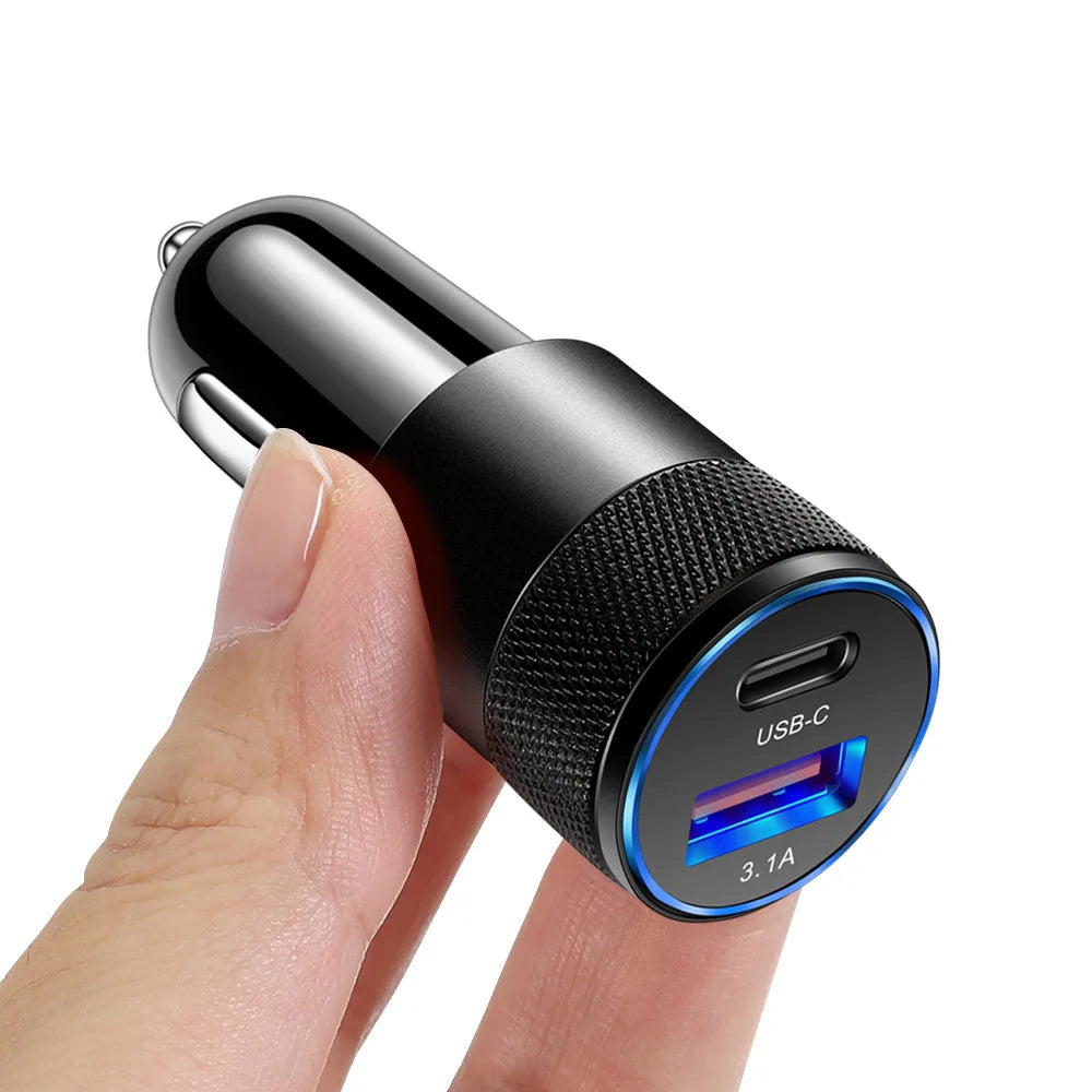 66W 3.1A USB Car Charger Type C Fast Charging Adapter For Xiaomi Huawei iPhone PD Charger Car Adapter Socket Cigarette Lighter