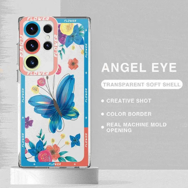 Butterfly Girl Flower Case for Samsung Galaxy S24 Ultra S20 FE S21 S22 Plus S23 Ultra 5G S23 FE Note 20 Ultra Transparent Soft