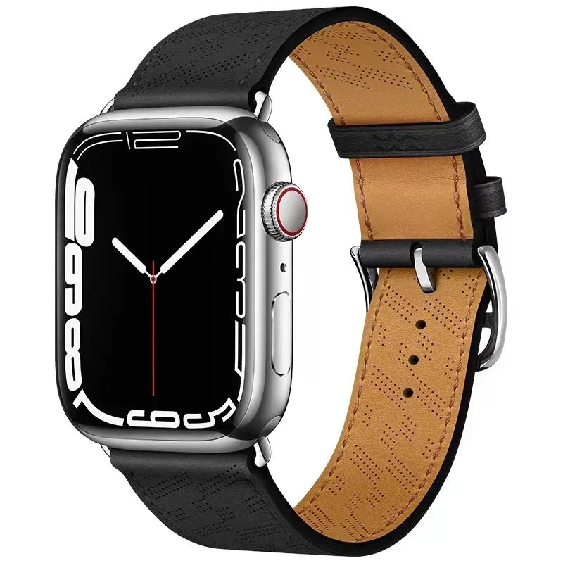 Genuine Leather Bracelet Strap For Apple Watch Band 45mm 49mm 41mm 44mm 42mm 46mm Leather Wristband iWatch Ultra 11 10 9 8 7 6 5