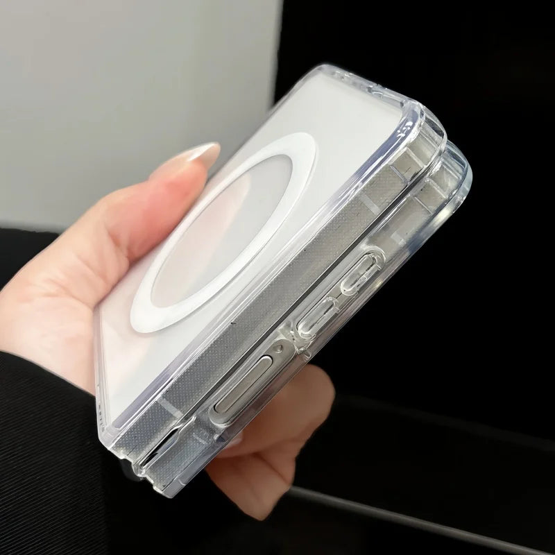 For Magsafe Magnetic Transparent Acrylic Flip Phone Case For Samsung Galaxy Z Flip 8 Z Flip 7 5 6 4 3 Shockproof Packaging Cover