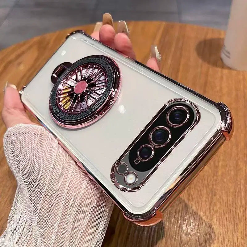 For Google Pixel 10 9 9A 9 10 Pro XL 10A 7 7A 8 8A Glitter Plating Bracket For Magsafe Case Magnetic Gyro Holder Stand Cover
