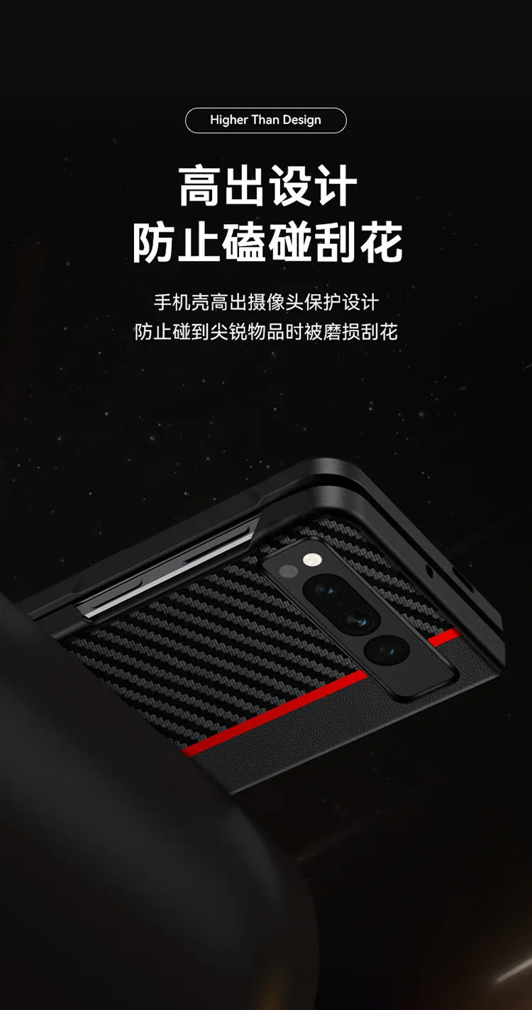 Kevlar Print Carbon Fiber Case For Google Pixel Fold Fashion Anti-drop Cover Anti-knock Cases For Google PixelFold